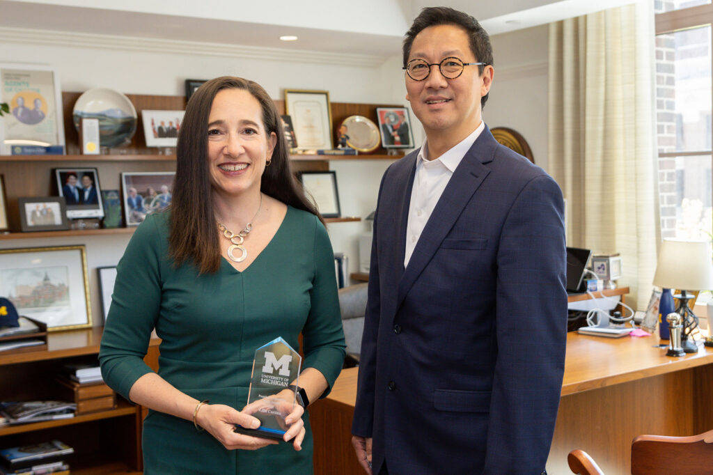 President Santa J. Ono with Lilia Cortina.